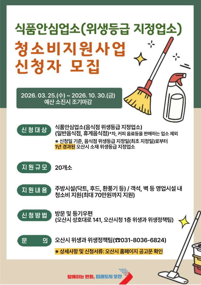 3.오산시, 식품안심업소 대상 청소비 최대 70만원 지원.jpg