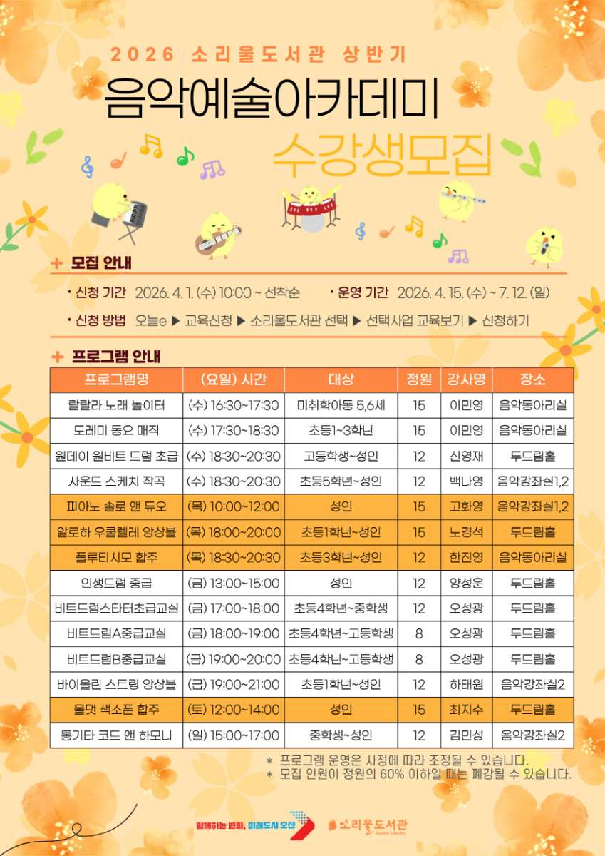 5.오산시 소리울도서관, ‘상반기 음악예술아카데미’ 수강생 모집.jpg